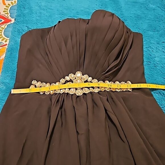 Black strapless maxi evening gown with jeweled embellishment size 8 - Picture 12 of 13